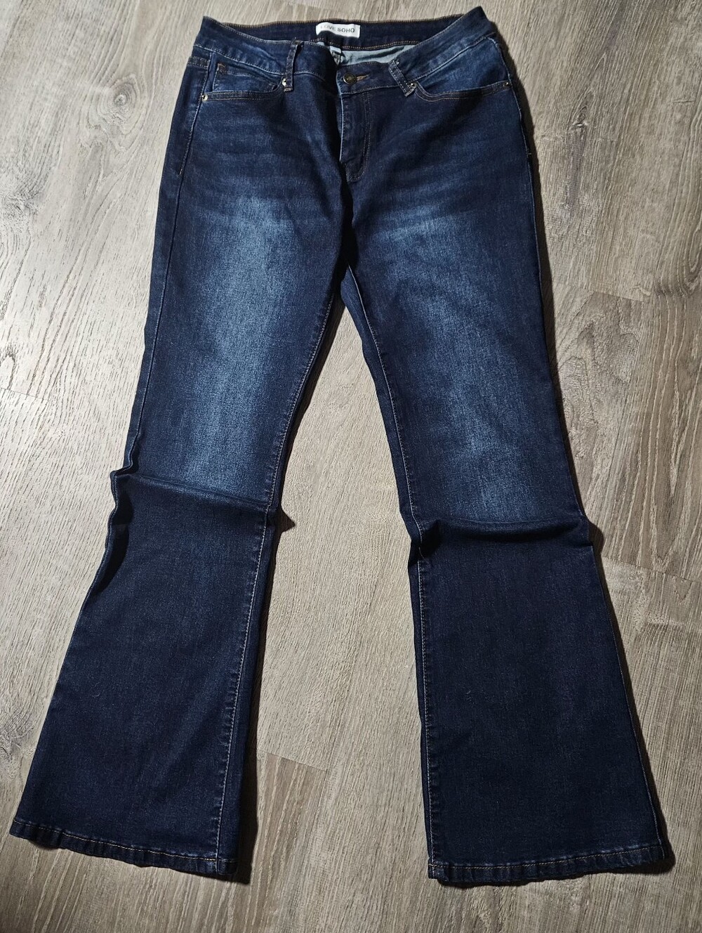 Love Soho Dark Wash Flare Jeans Size 11 Bootcut Mid Rise Indie Y2K Denim
